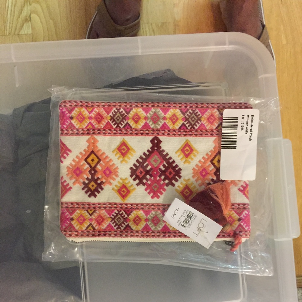 Ann Taylor LOFT Embroidered Tropical Boheme Clutch